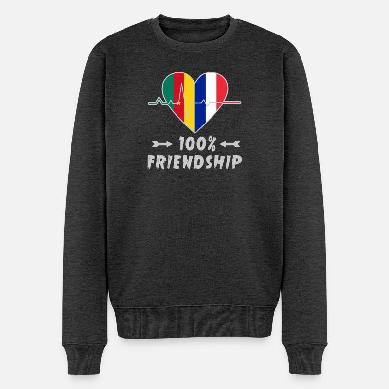 Kamerun und Frankreich 100% Freundschaft - Männer Premium Bio Pullover - Anthrazit meliert