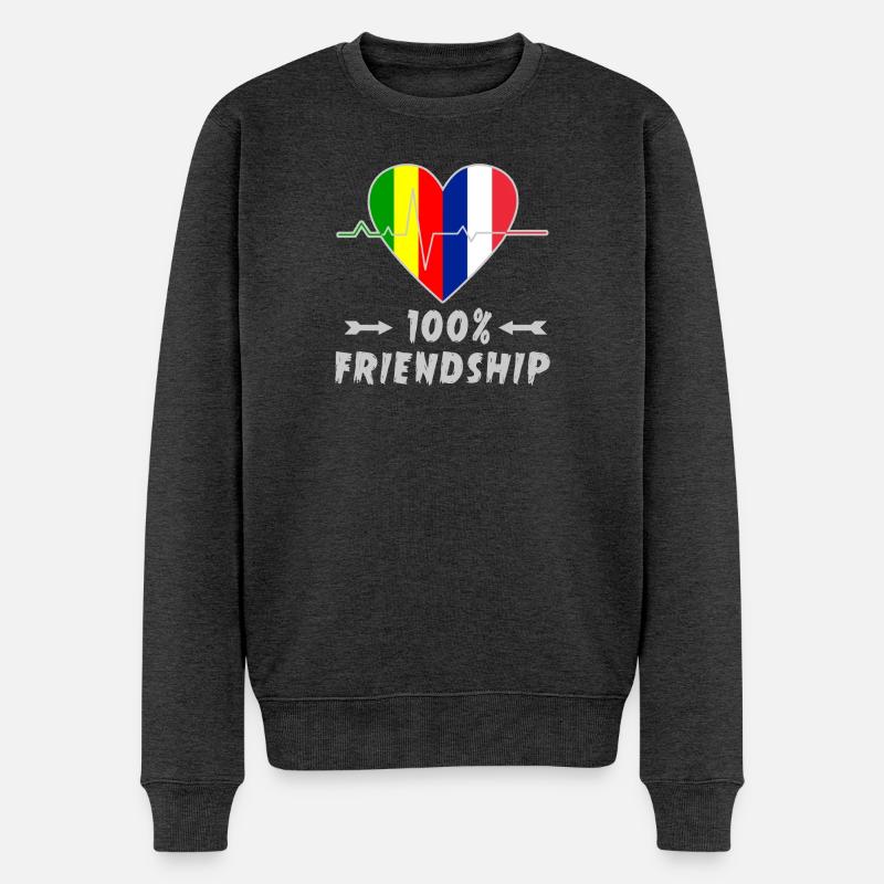 Mali und Frankreich 100% Freundschaft - Männer Premium Bio Pullover - Anthrazit meliert