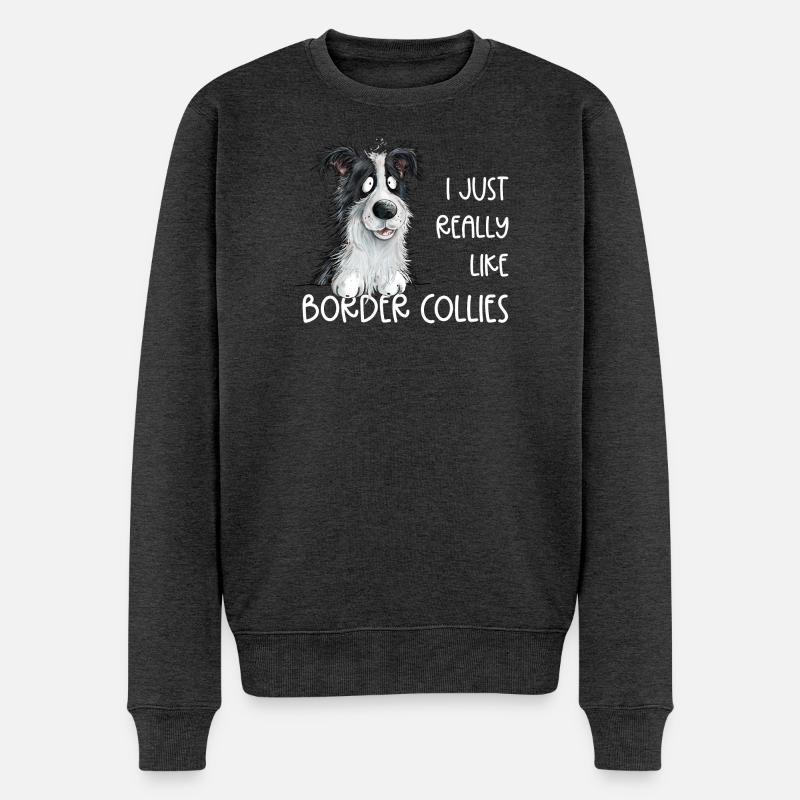 Drolliger Border Collie Hund Spruch - Männer Premium Bio Pullover - Anthrazit meliert
