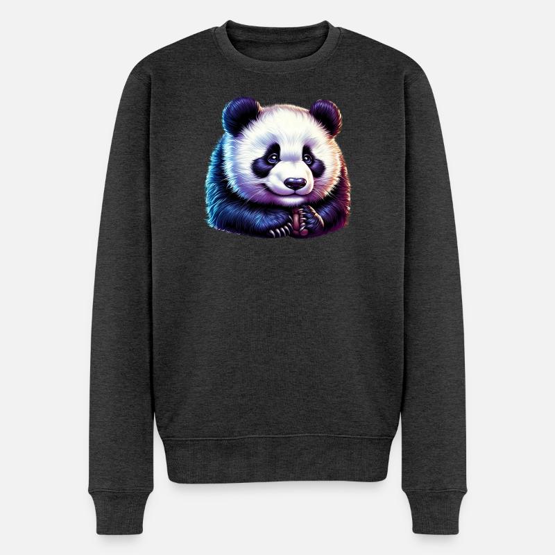 Panda - Männer Premium Bio Pullover - Anthrazit meliert