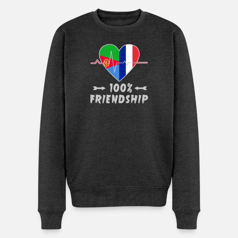 Eritrea und Frankreich 100% Freundschaft - Männer Premium Bio Pullover - Anthrazit meliert