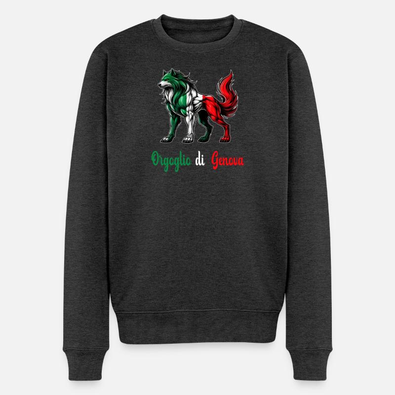 Der stolz von Genua Italien Flagge - Männer Premium Bio Pullover - Anthrazit meliert