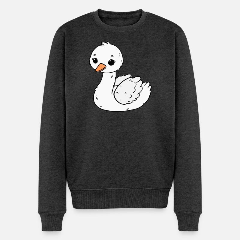 Schwan - Männer Premium Bio Pullover - Anthrazit meliert