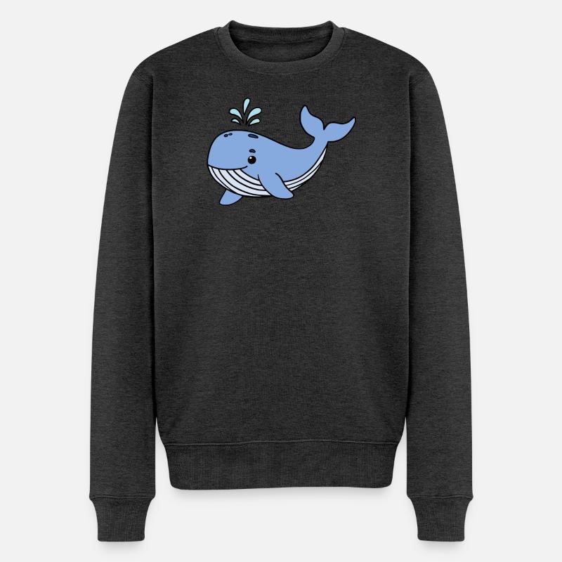 Wal Blauwal - Männer Premium Bio Pullover - Anthrazit meliert