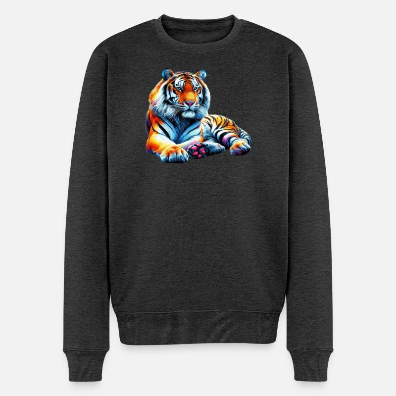 Tiger - Männer Premium Bio Pullover - Anthrazit meliert