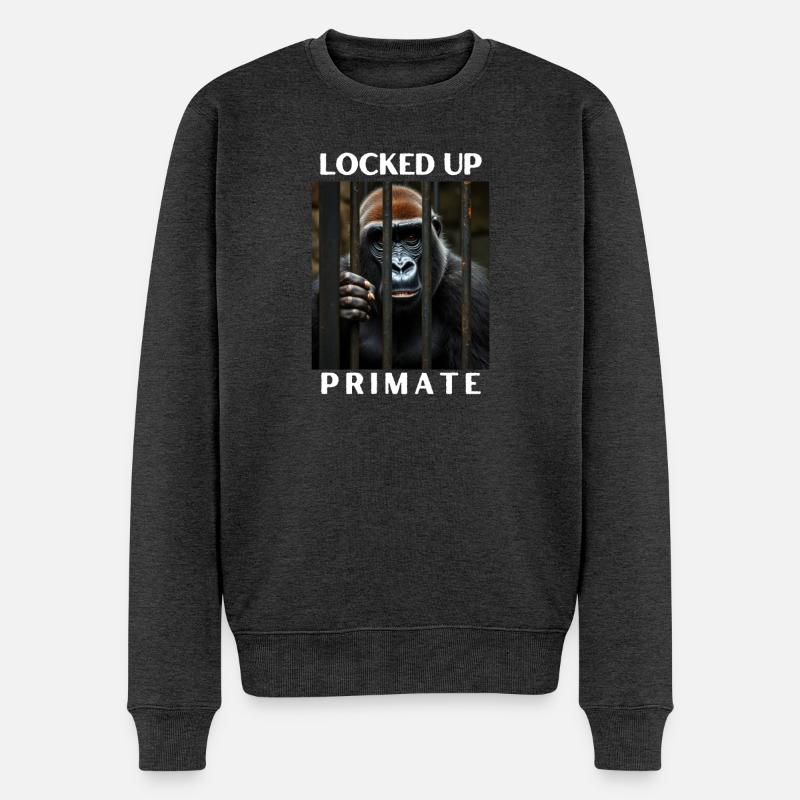 Auf geschlossenen Primaten - Männer Premium Bio Pullover - Anthrazit meliert