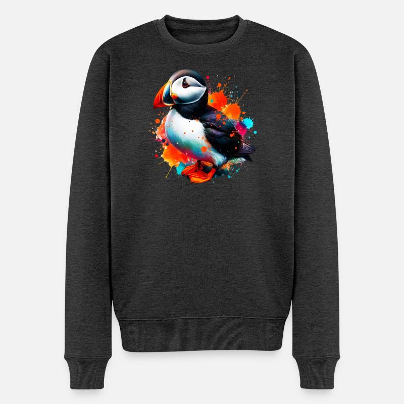 Papageitaucher - Männer Premium Bio Pullover - Anthrazit meliert
