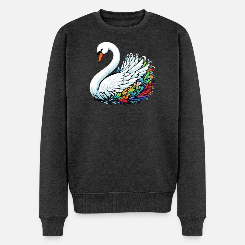 Schwan - Männer Premium Bio Pullover - Anthrazit meliert