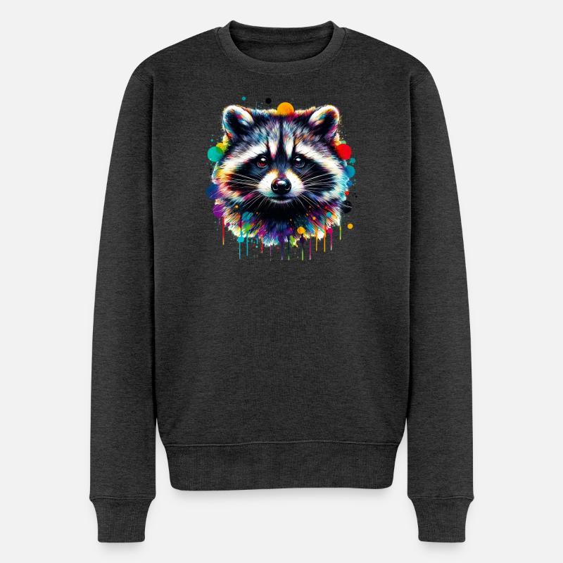 Waschbär - Männer Premium Bio Pullover - Anthrazit meliert