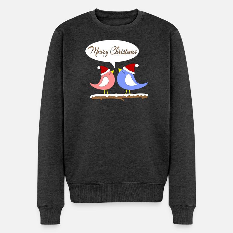 Noël avec des oiseaux amusants - Pull Premium bio Homme - anthracite chiné
