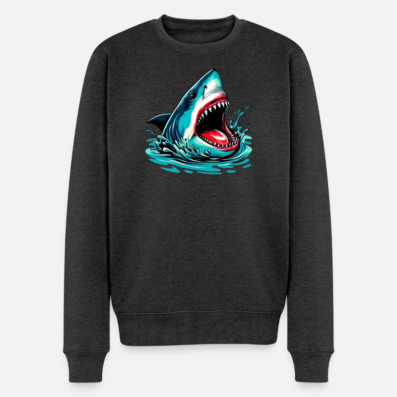 Hai - Männer Premium Bio Pullover - Anthrazit meliert