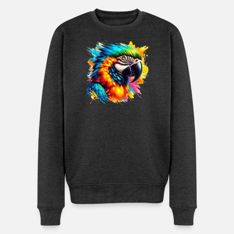 Papagei - Männer Premium Bio Pullover - Anthrazit meliert