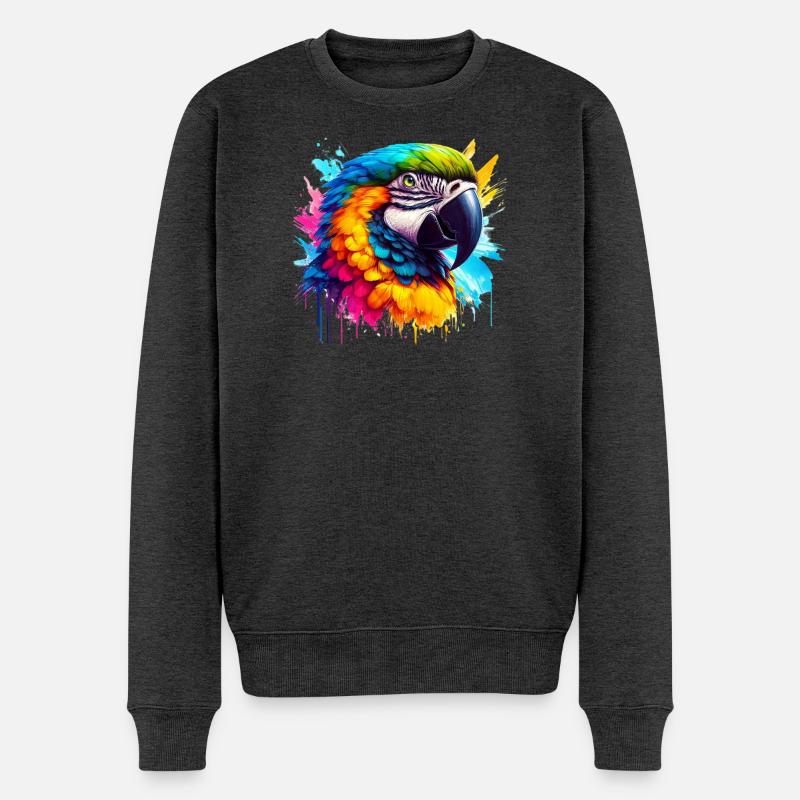 Papagei - Männer Premium Bio Pullover - Anthrazit meliert
