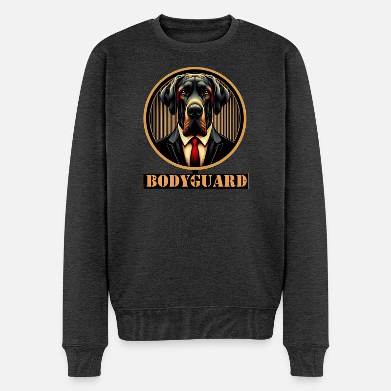 Bodyguard Hund im Anzug - Männer Premium Bio Pullover - Anthrazit meliert