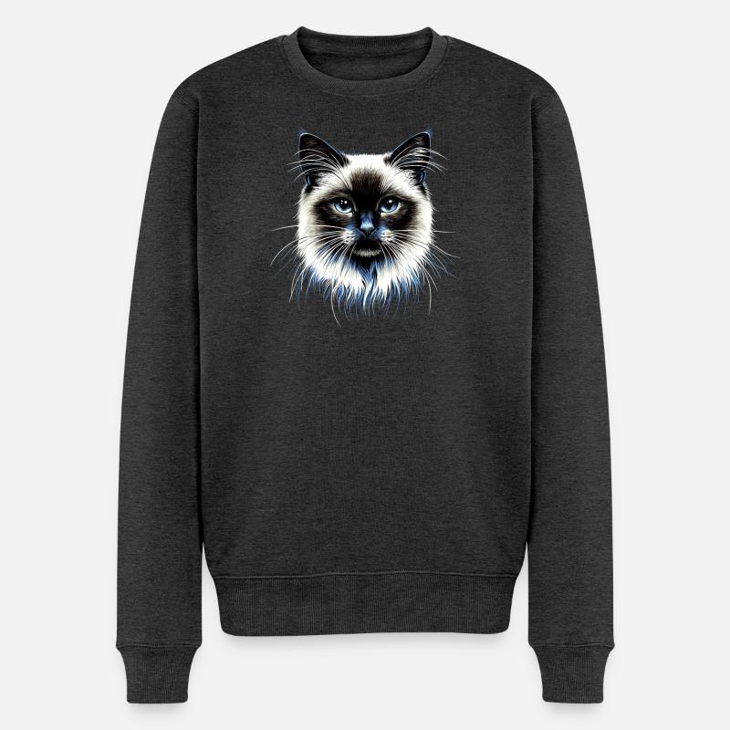 Birma Katze Heilige Birmakatze Süße Birma Katzen - Männer Premium Bio Pullover - Anthrazit meliert