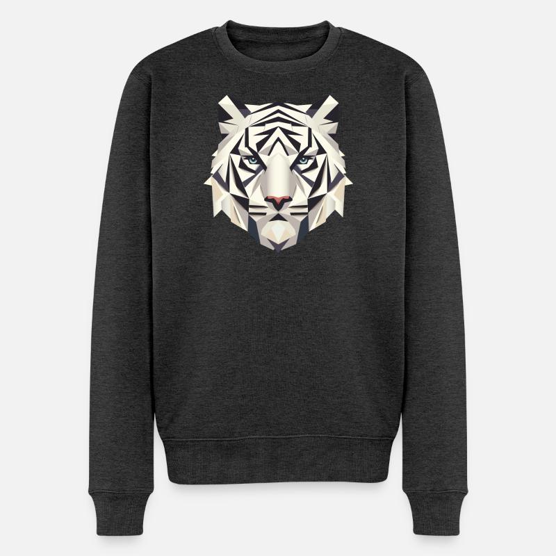 Geometrischer Weißer Tiger – Stärke und Elegants - Männer Premium Bio Pullover - Anthrazit meliert