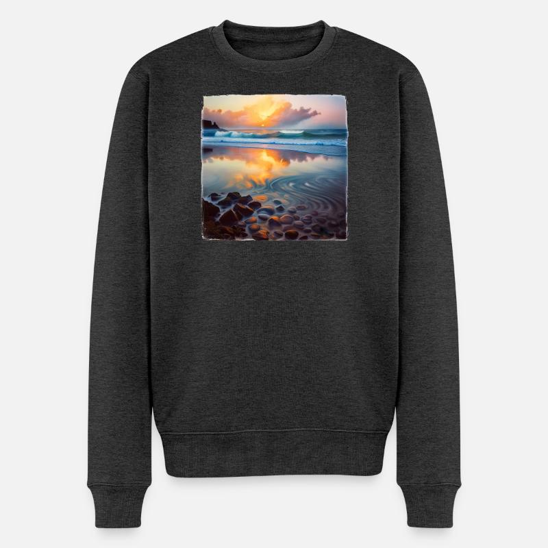 Strand-Kieselsteine - Männer Premium Bio Pullover - Anthrazit meliert