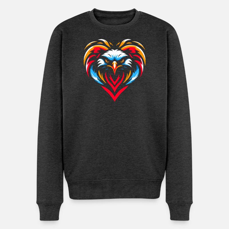 Greifvogel im Herzen - Männer Premium Bio Pullover - Anthrazit meliert