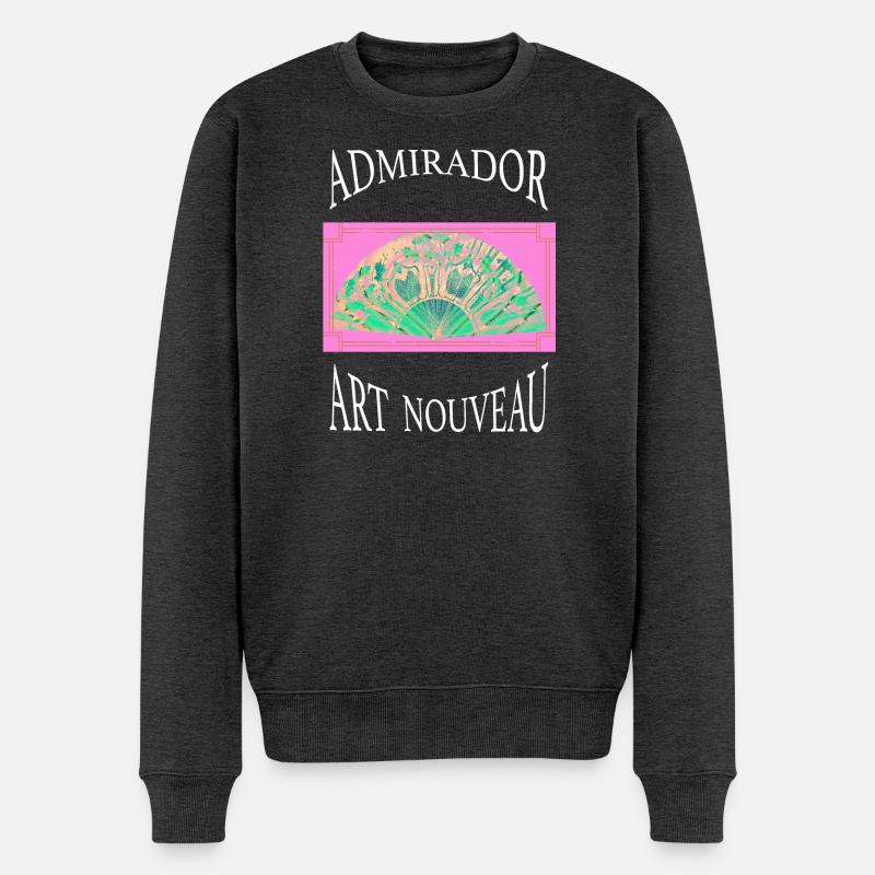 Art Nouveau Fächer Pink Grün - Männer Premium Bio Pullover - Anthrazit meliert