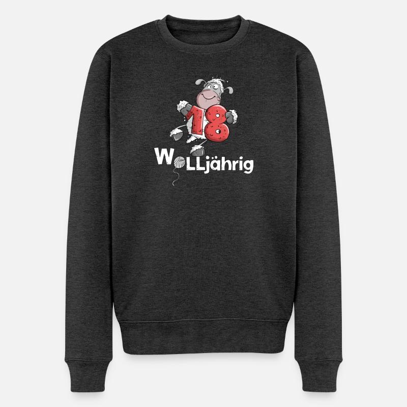 Wolljährig 18 Geburtstag Schaf 18 Jahre - Männer Premium Bio Pullover - Anthrazit meliert