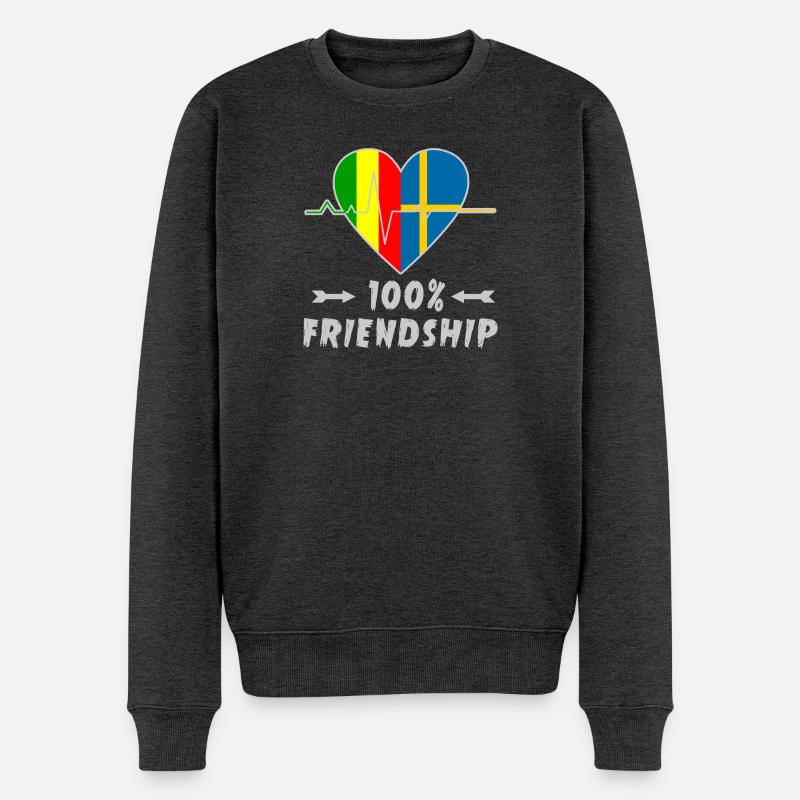 Mali und Schweden 100% Freundschaft - Männer Premium Bio Pullover - Anthrazit meliert