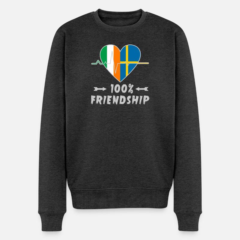Irland und Schweden 100% Freundschaft - Männer Premium Bio Pullover - Anthrazit meliert