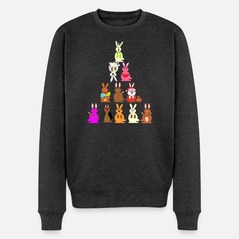 Witzige Kaninchen Comic bunt - Männer Premium Bio Pullover - Anthrazit meliert