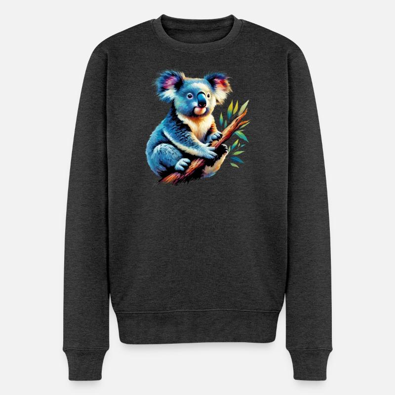 Koala - Männer Premium Bio Pullover - Anthrazit meliert