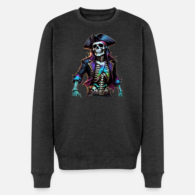 Piratenskelett Illustration - Männer Premium Bio Pullover - Anthrazit meliert