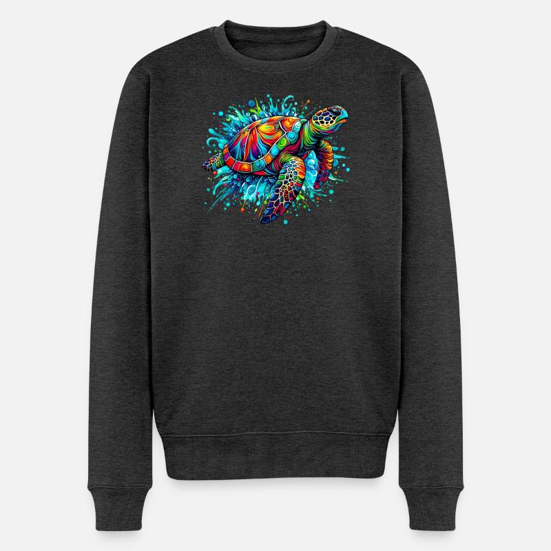 Schildkröte - Männer Premium Bio Pullover - Anthrazit meliert