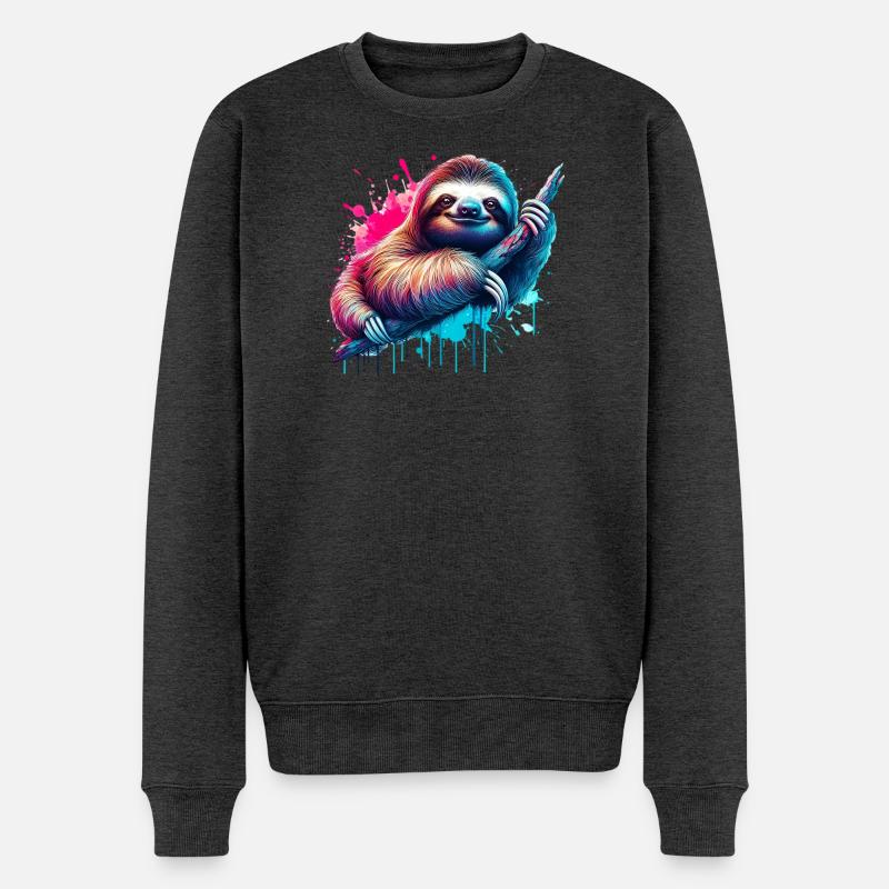 Faultier - Männer Premium Bio Pullover - Anthrazit meliert