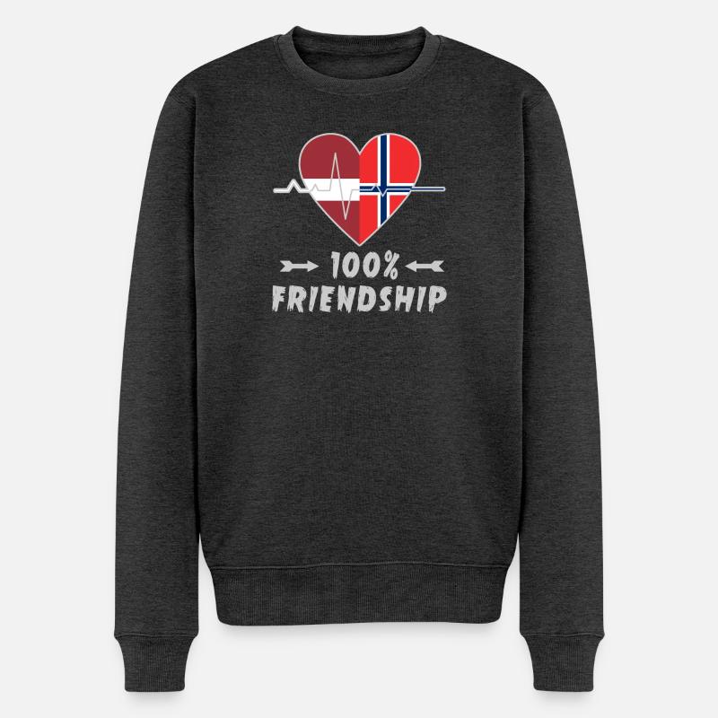 Lettland und Norwegen 100% Freundschaft - Männer Premium Bio Pullover - Anthrazit meliert