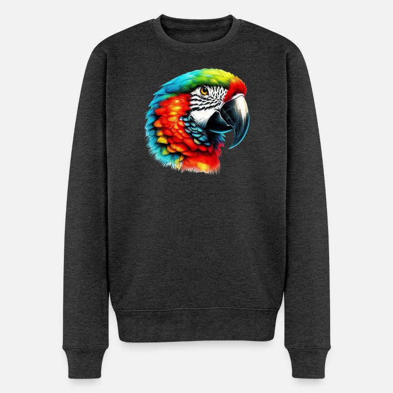 Papagei - Männer Premium Bio Pullover - Anthrazit meliert
