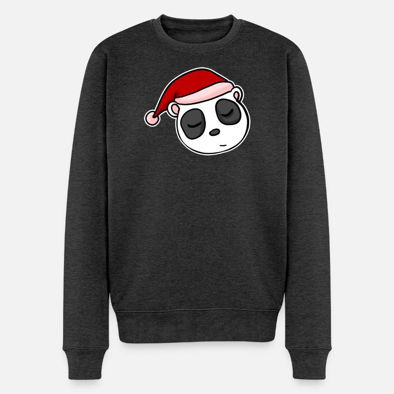 Panda Weihnachten Weihnachtlich Advent - Männer Premium Bio Pullover - Anthrazit meliert