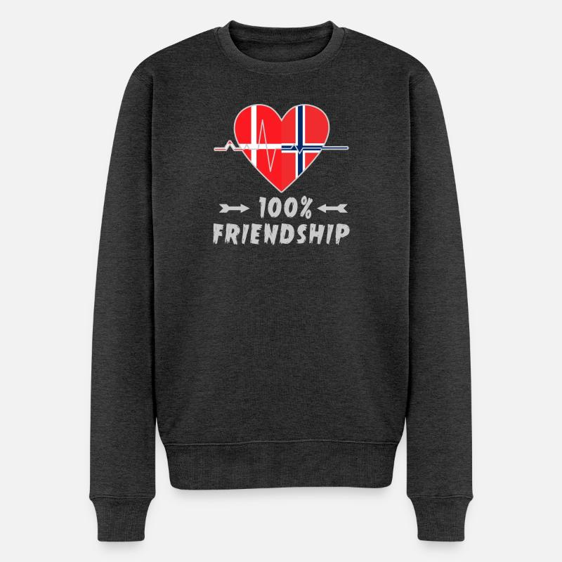 Dänemark und Norwegen 100% Freundschaft - Männer Premium Bio Pullover - Anthrazit meliert