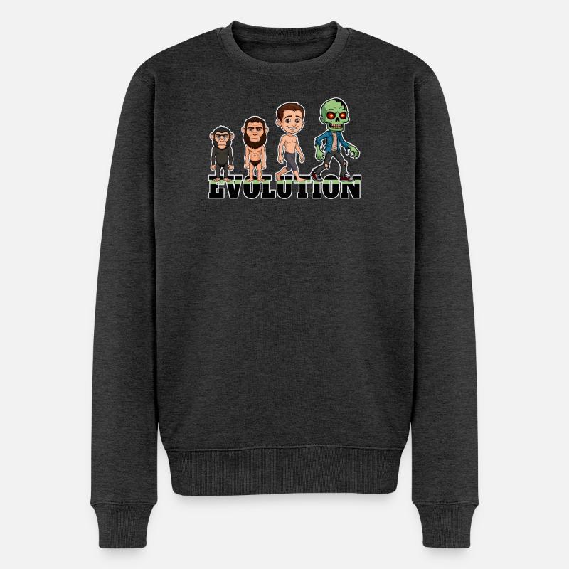 Évolution Zombie - Pull Premium bio Homme - anthracite chiné
