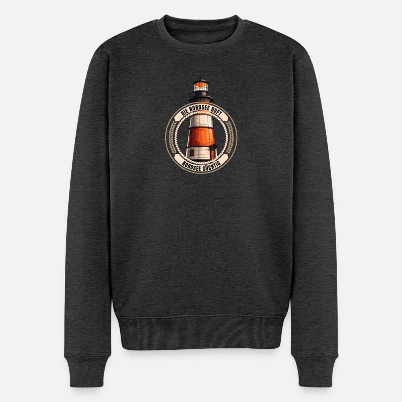 Die Nordsee ruft - Männer Premium Bio Pullover - Anthrazit meliert