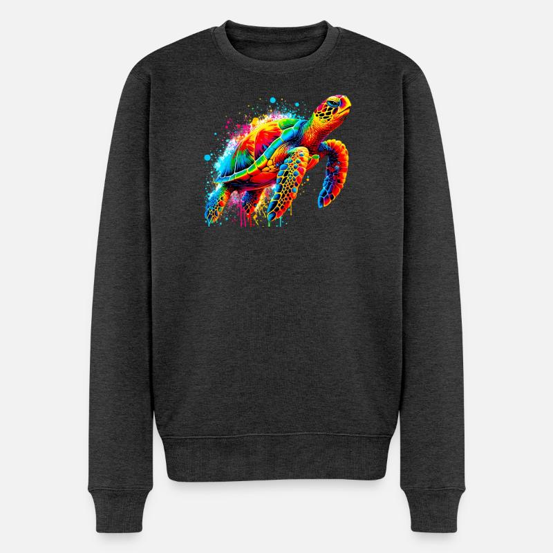 Schildkröte - Männer Premium Bio Pullover - Anthrazit meliert