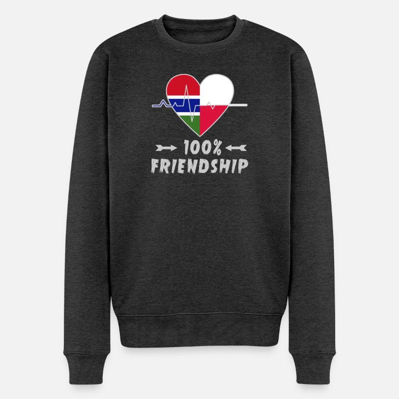 Gambia und Polen 100% Freundschaft - Männer Premium Bio Pullover - Anthrazit meliert