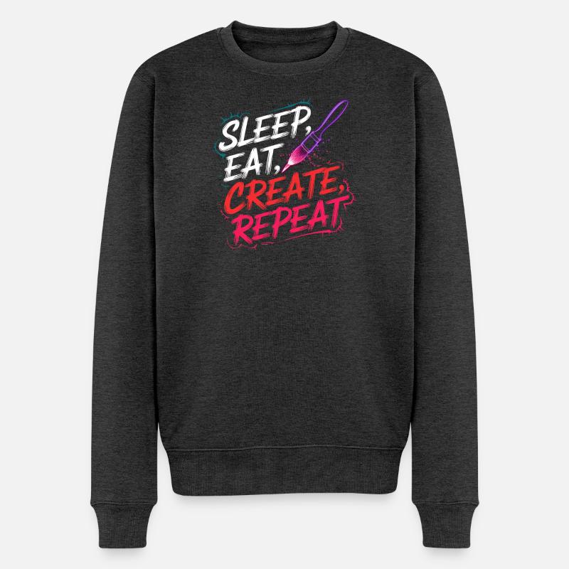 Dormir Manger Créer Répéter - Pull Premium bio Homme - anthracite chiné