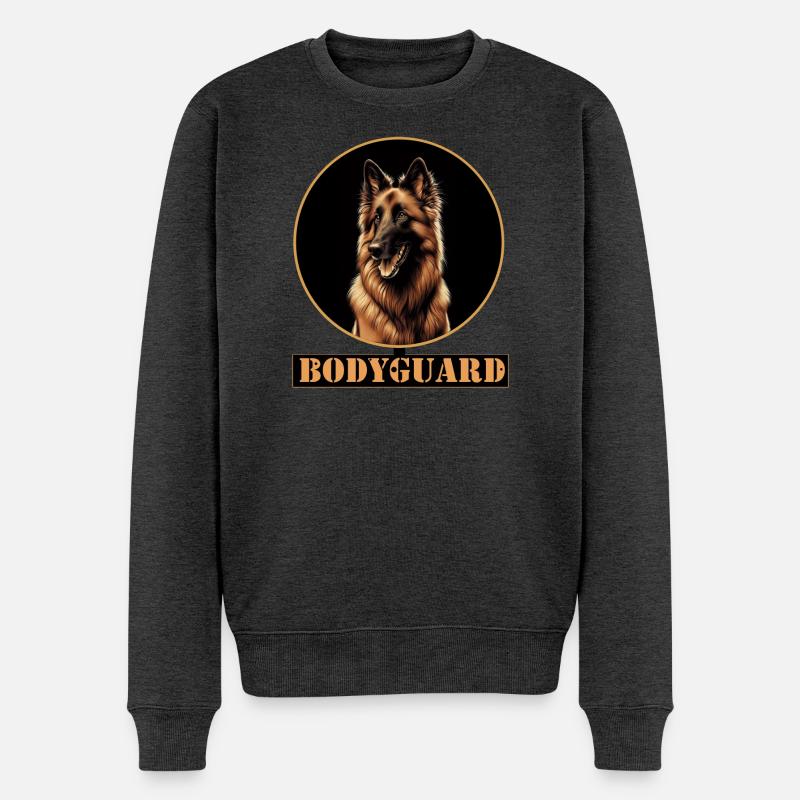 Bodyguard Hund: Wachsamkeit Belgischer Schäferhund - Männer Premium Bio Pullover - Anthrazit meliert