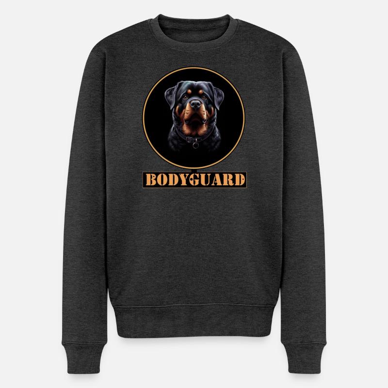 Bodyguard Rottweiler Ringdesign - Männer Premium Bio Pullover - Anthrazit meliert