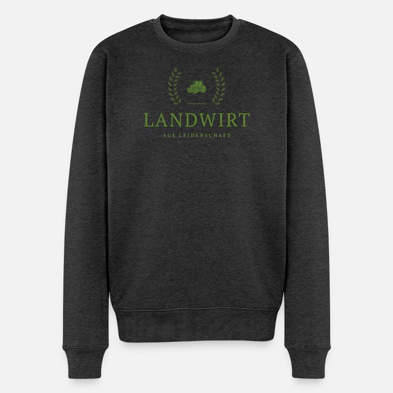 Landwirt Leidenschaft Emblem - Männer Premium Bio Pullover - Anthrazit meliert