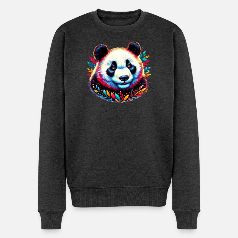 Panda - Männer Premium Bio Pullover - Anthrazit meliert