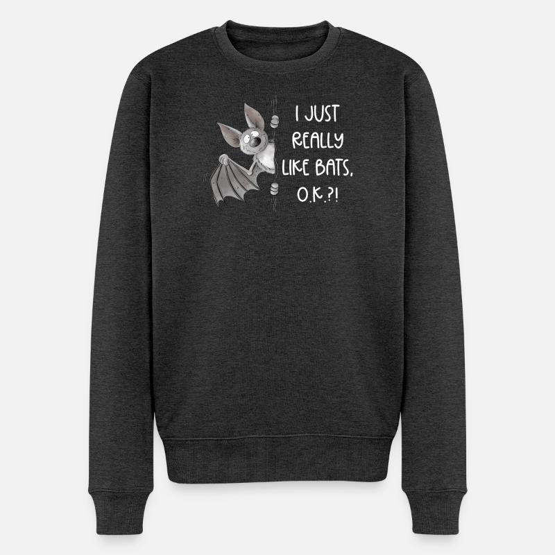 I Just Really Like Bats I Fledermaus Flughund - Männer Premium Bio Pullover - Anthrazit meliert