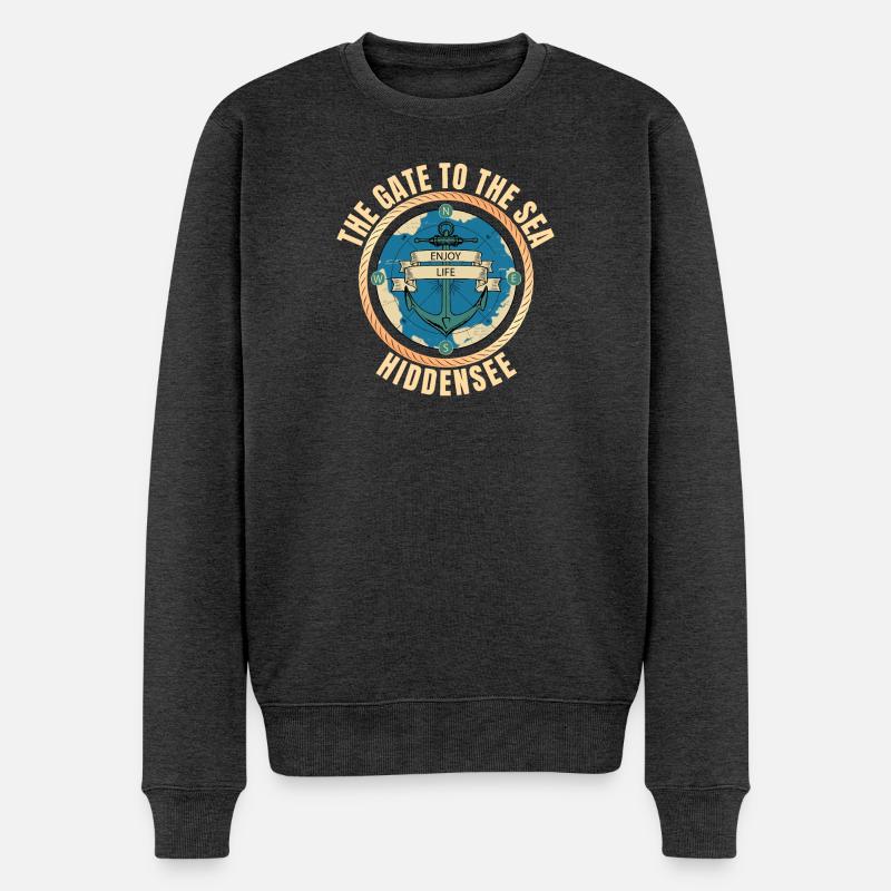 The Gate to the Sea - Hiddensee - Männer Premium Bio Pullover - Anthrazit meliert