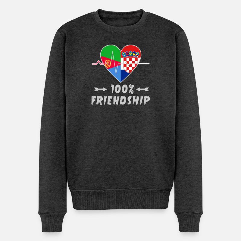 Eritrea und Kroatien 100% Freundschaft - Männer Premium Bio Pullover - Anthrazit meliert