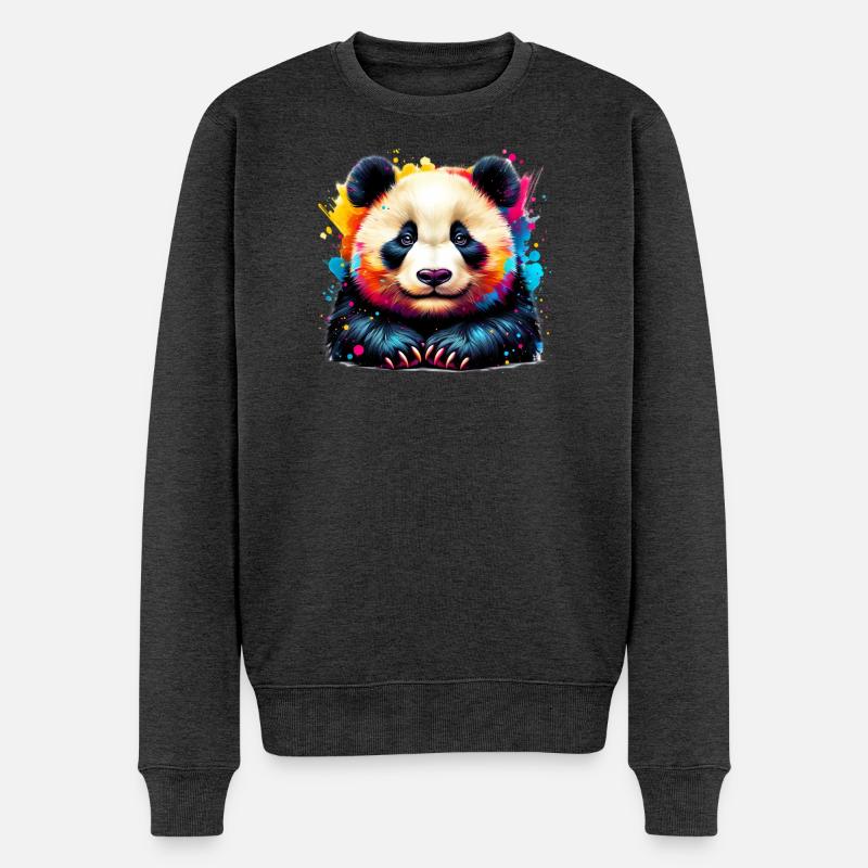 Panda - Männer Premium Bio Pullover - Anthrazit meliert