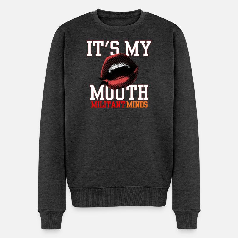 C’est ma bouche, esprits militants, - Pull Premium bio Homme - anthracite chiné