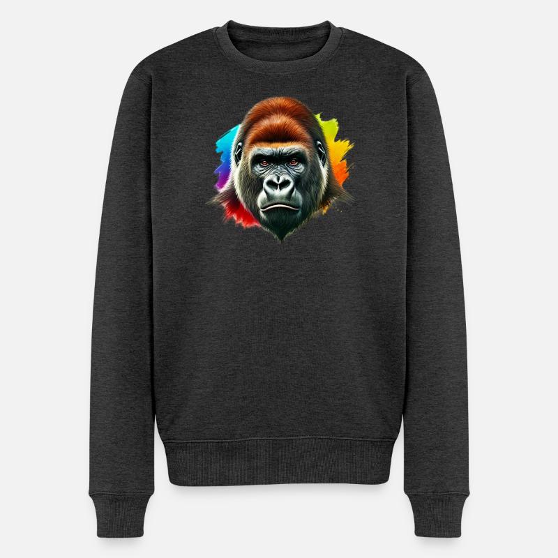 Gorilla - Männer Premium Bio Pullover - Anthrazit meliert